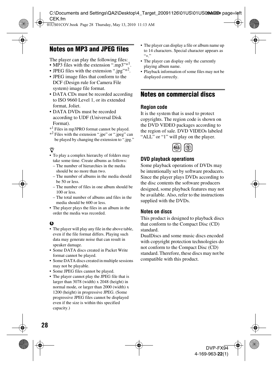 Sony DVP-FX94 User Manual | Page 28 / 40