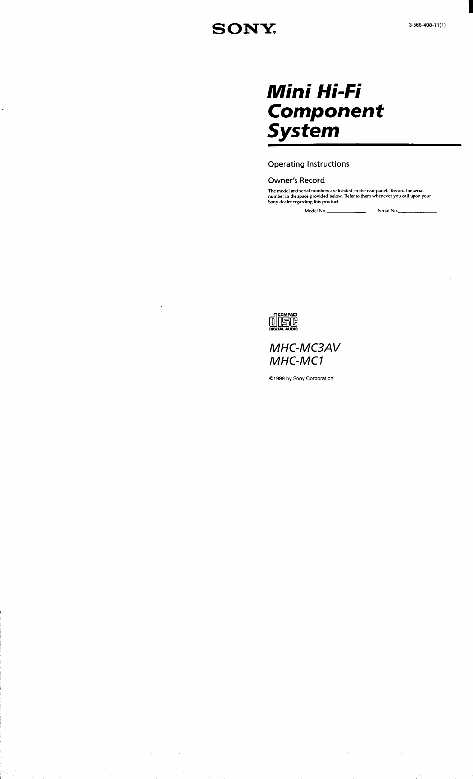 Sony MHC-MC1 User Manual | 56 pages