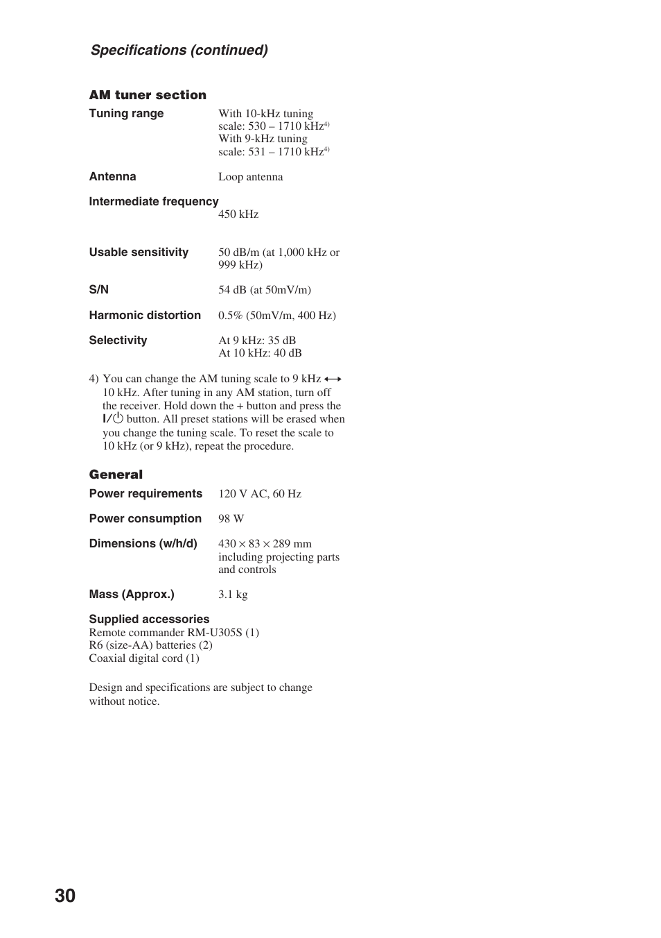 Sony STR-SL7 User Manual | Page 30 / 36