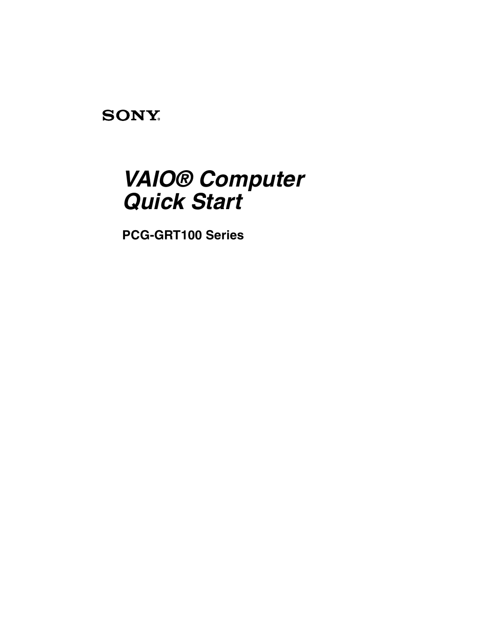 Sony PCG-GRT100K User Manual | 80 pages