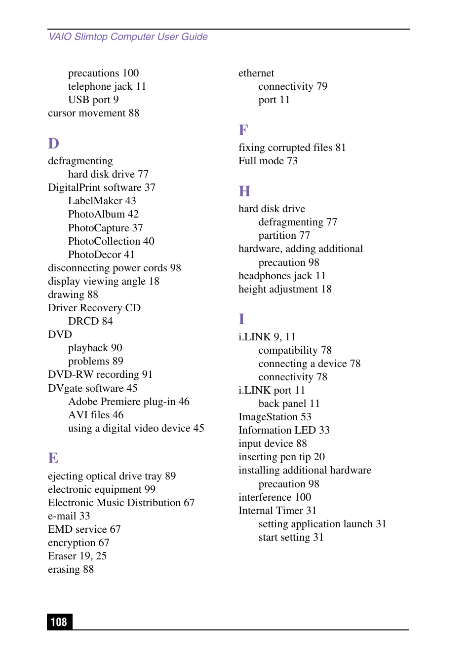 Sony PCV-LX920 User Manual | Page 108 / 112