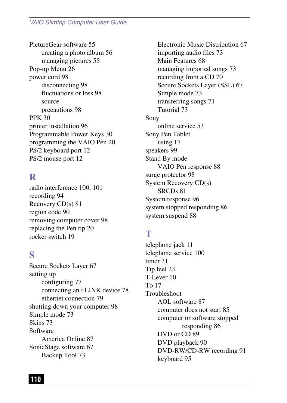 Sony PCV-LX920 User Manual | Page 110 / 112