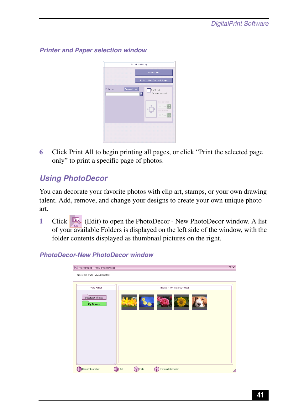 Using photodecor | Sony PCV-LX920 User Manual | Page 41 / 112