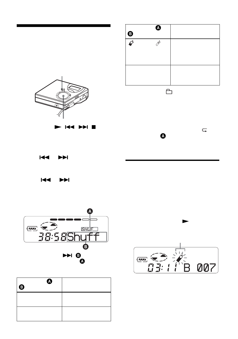 Selecting the play mode, Listening to selected tracks only (bookmark play), Shuff | B 007, 29 selecting the play mode | Sony MZ-N510CK User Manual | Page 29 / 108