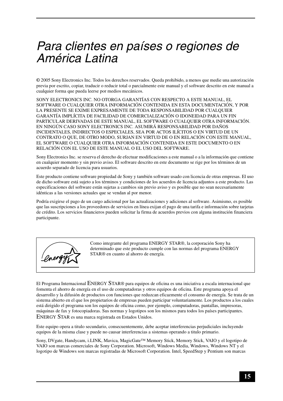 Sony VGN-TX650P User Manual | Page 15 / 20
