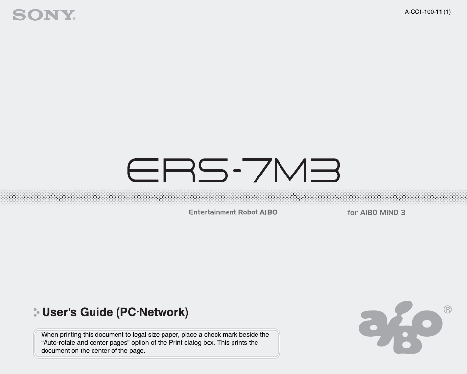 Sony ERS-7M3 User Manual | 63 pages