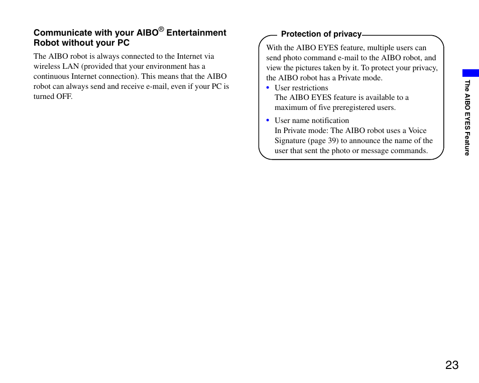 Sony ERS-7M3 User Manual | Page 23 / 63