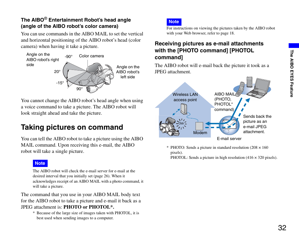 Taking pictures on command | Sony ERS-7M3 User Manual | Page 32 / 63