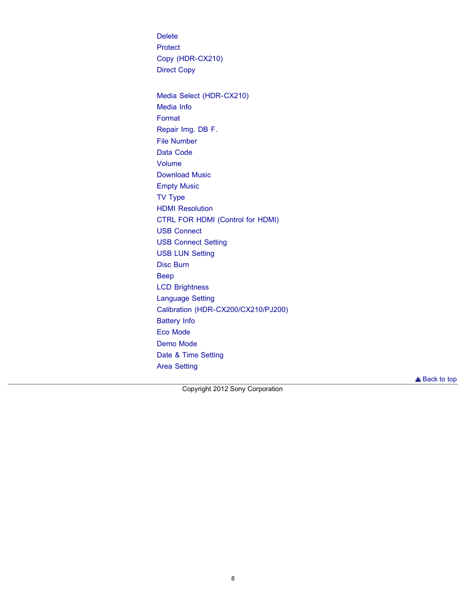 Edit/copy, Setup | Sony HDR-PJ200 User Manual | Page 15 / 202