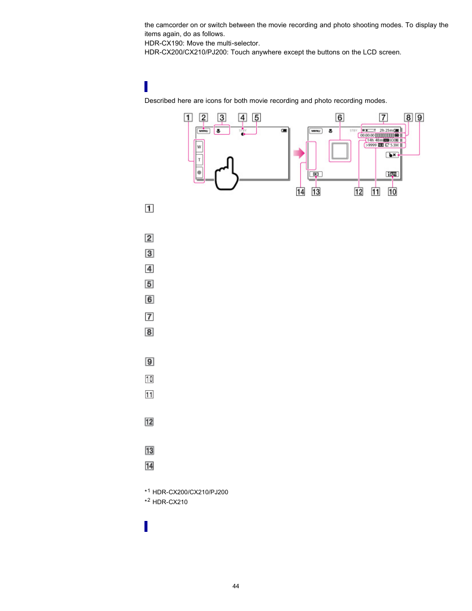 Screen indicators during recording, To record in mirror mode | Sony HDR-PJ200 User Manual | Page 51 / 202