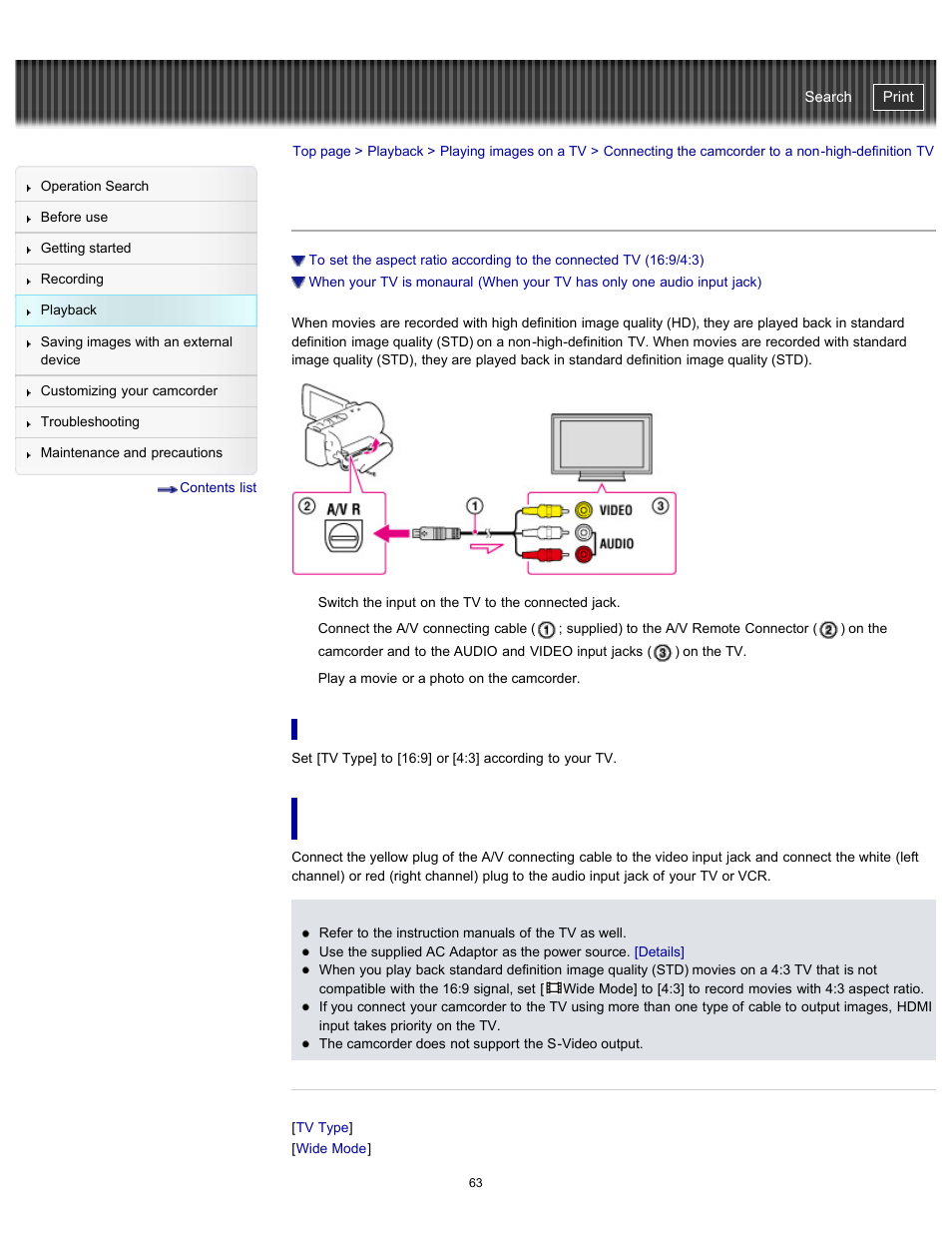 When your tv is monaural, Handycam" user guide | Sony HDR-PJ200 User Manual | Page 70 / 202