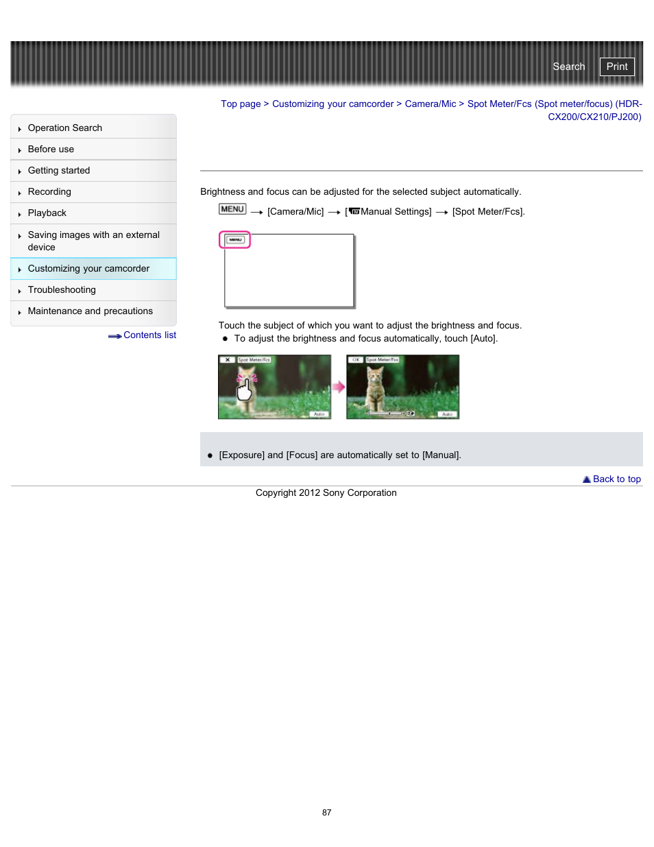 Handycam" user guide | Sony HDR-PJ200 User Manual | Page 94 / 202