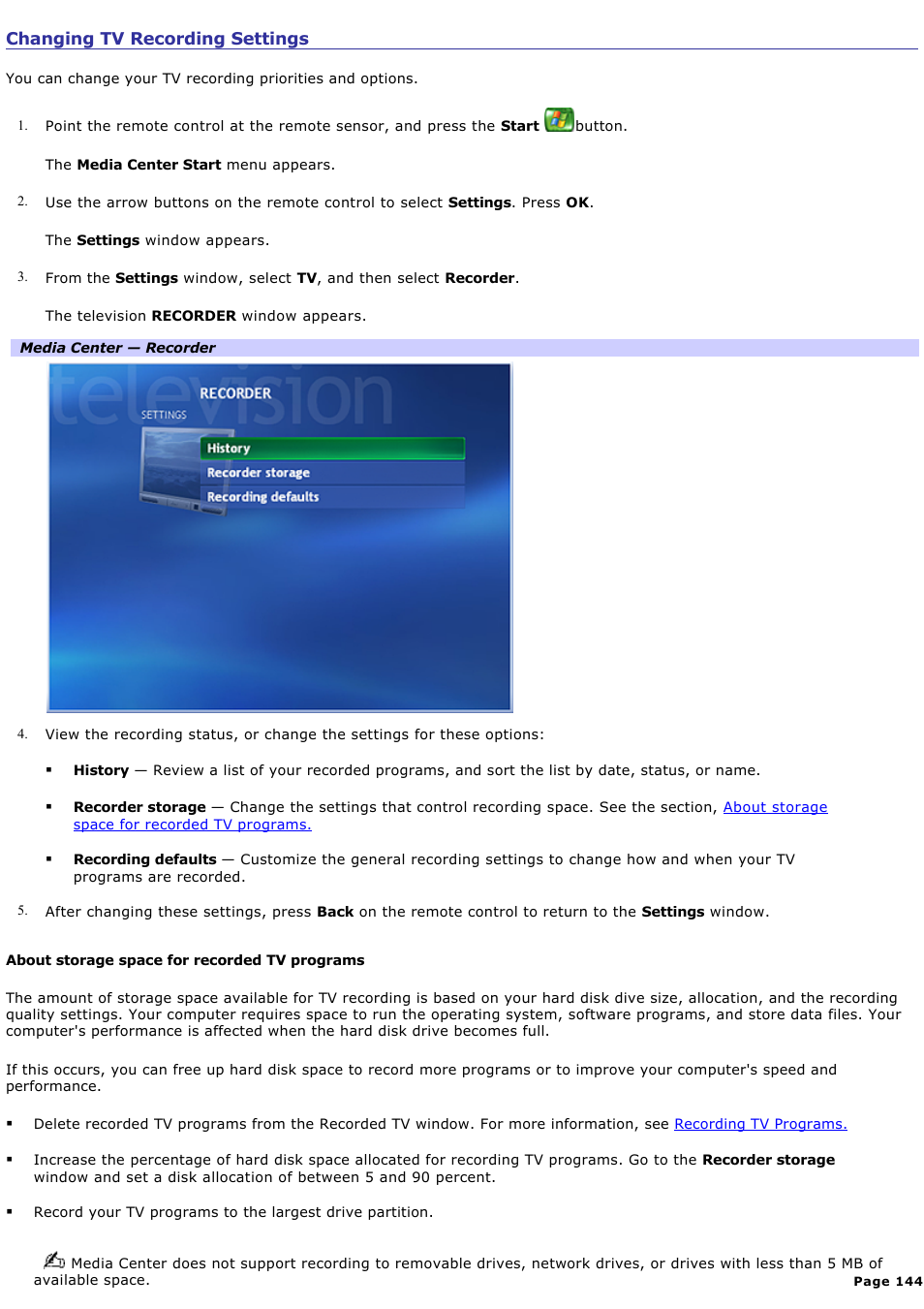 Changing tv recording settings | Sony PCV-RZ51 User Manual | Page 144 / 245