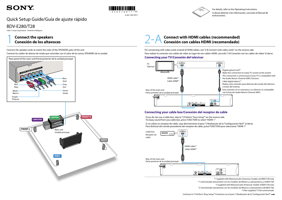 Sony BDV-E280 User Manual | 2 pages