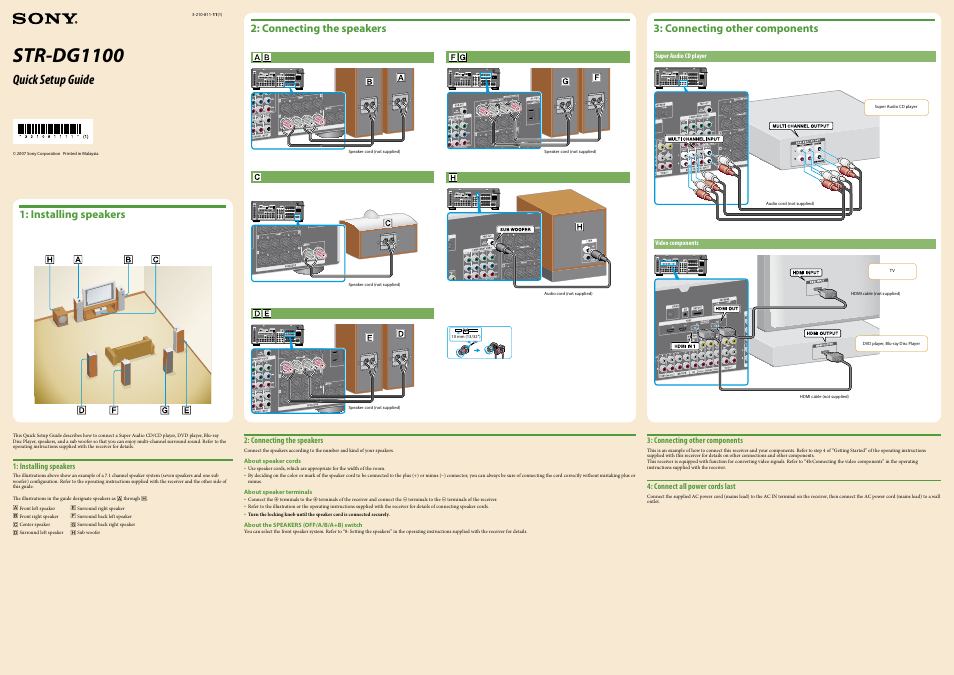Sony STR-DG1100 User Manual | 1 page