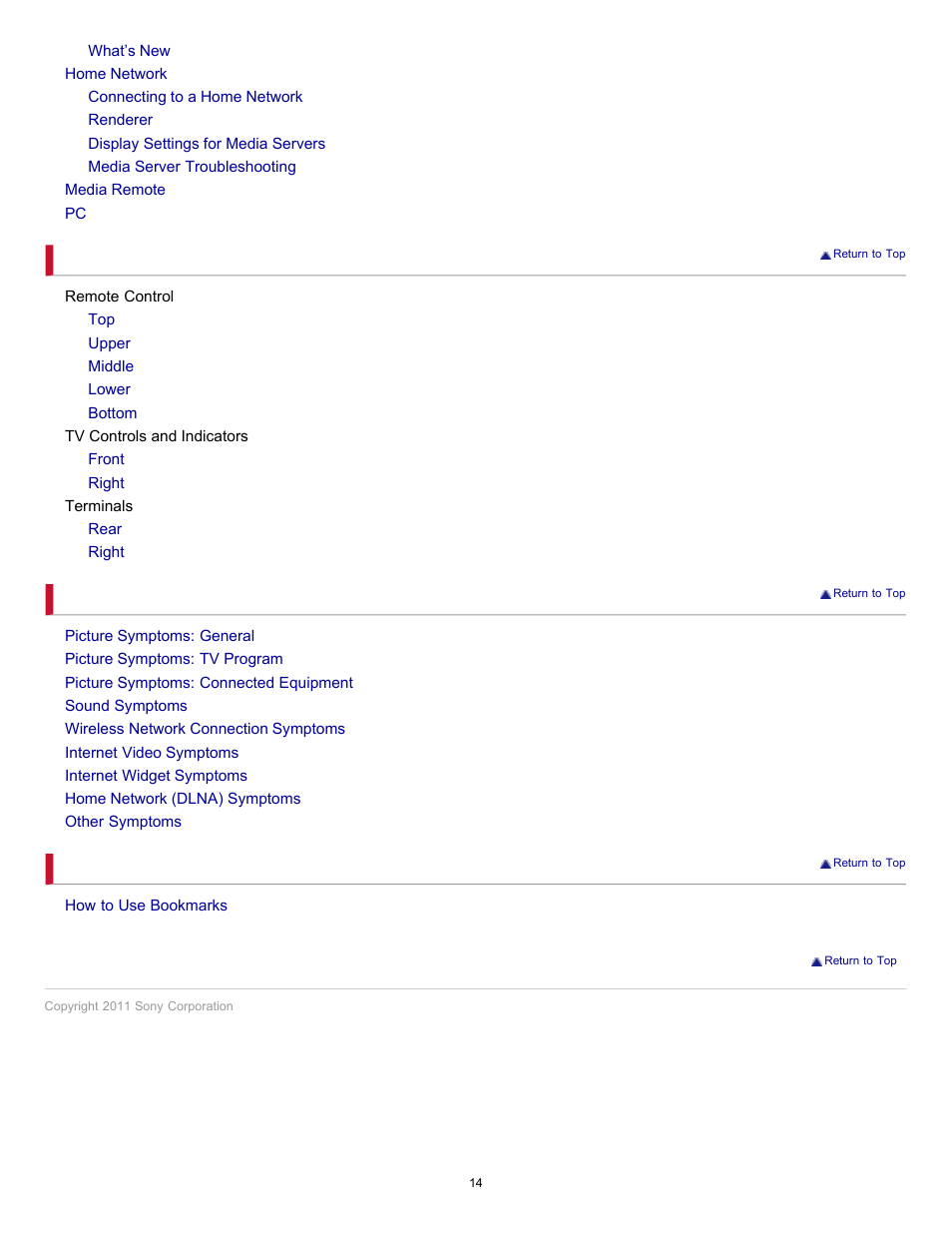 Sony KDL-32EX523 User Manual | Page 14 / 158