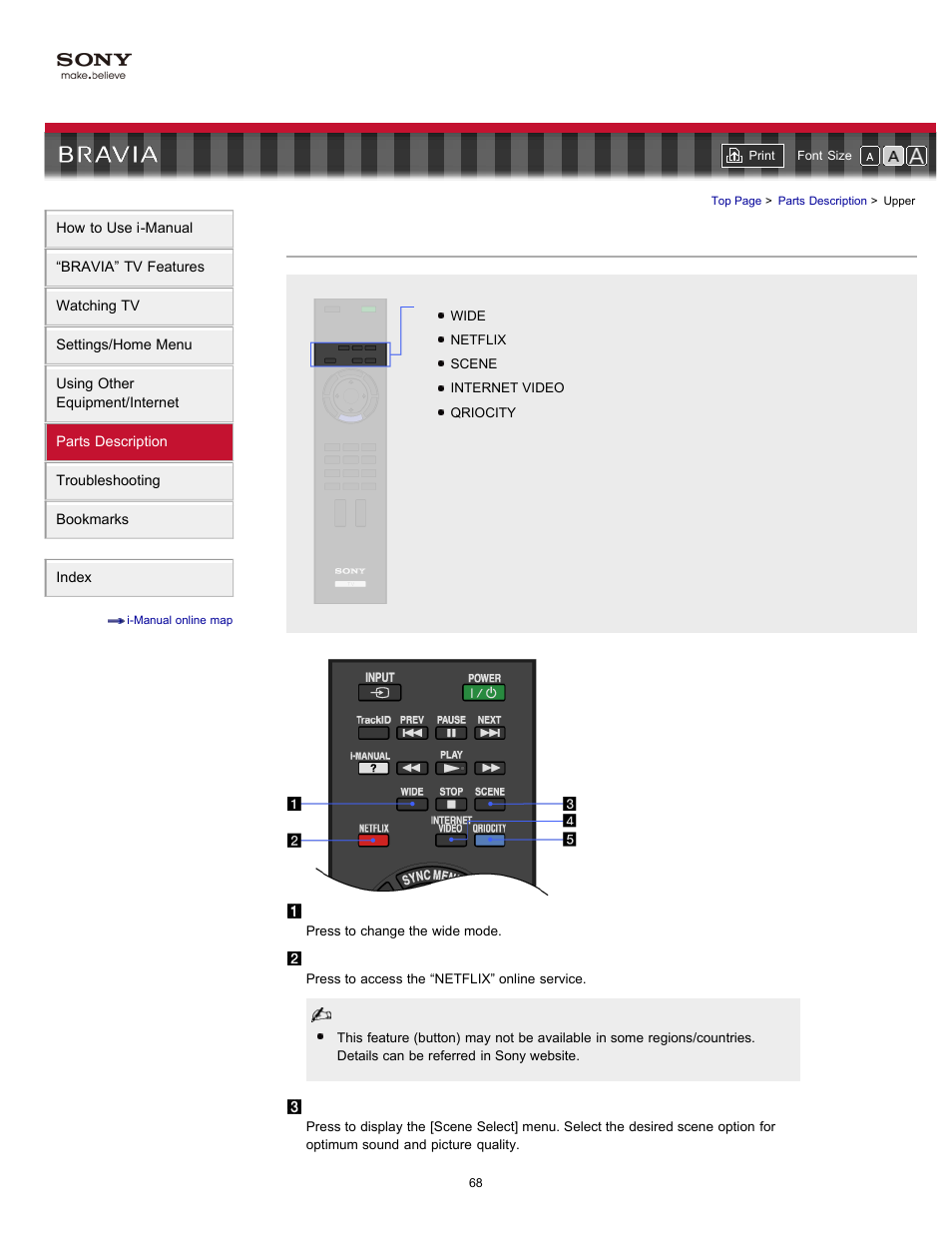 Upper | Sony KDL-32EX523 User Manual | Page 68 / 158