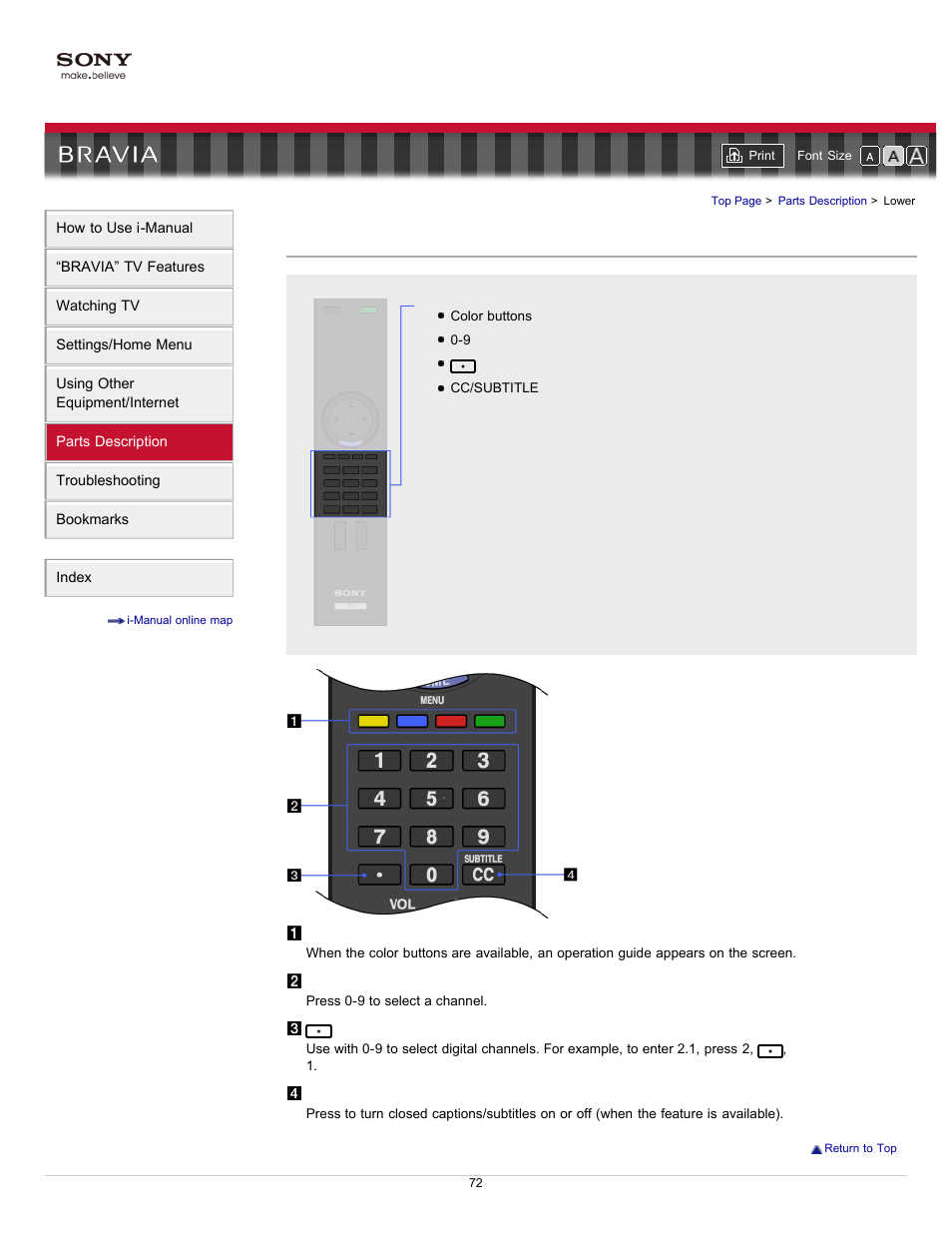 Lower | Sony KDL-32EX523 User Manual | Page 72 / 158
