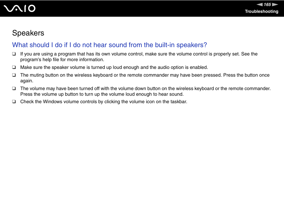 Speakers | Sony VGC-LT18E User Manual | Page 165 / 191