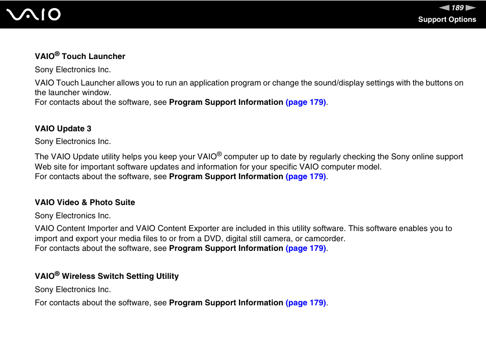 Sony VGC-LT18E User Manual | Page 189 / 191