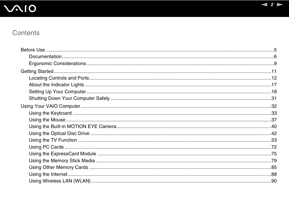 Sony VGC-LT18E User Manual | Page 2 / 191