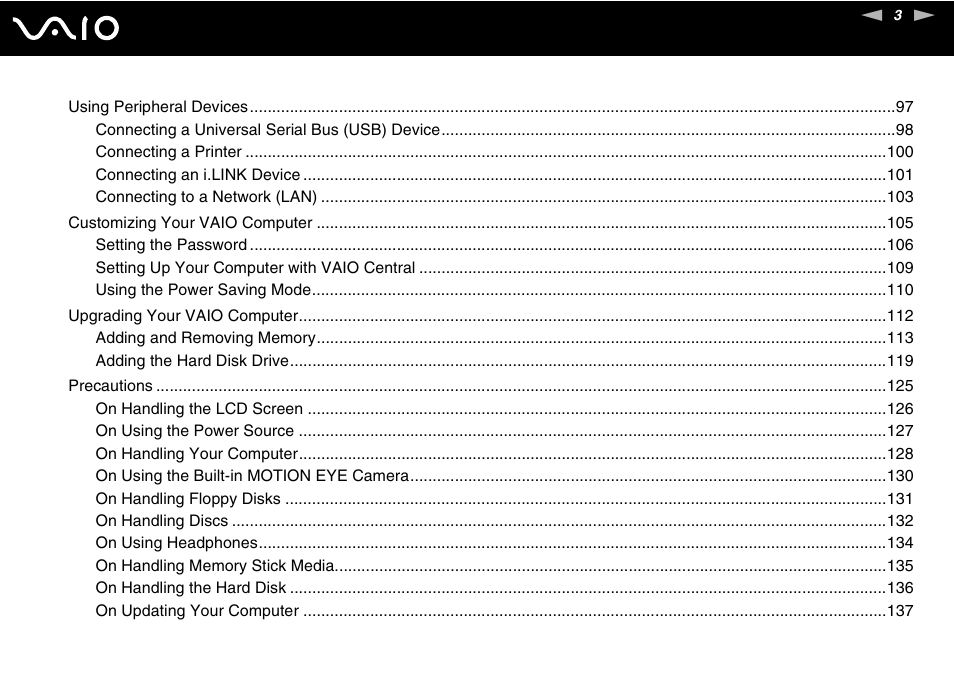 Sony VGC-LT18E User Manual | Page 3 / 191