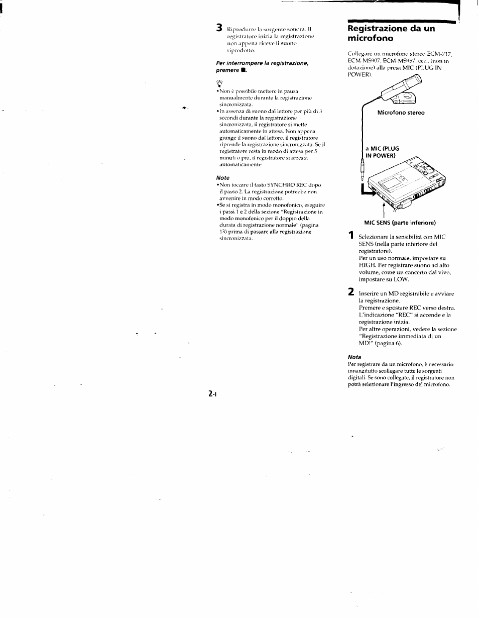 Registrazione da un microfono | Sony MZ-R50 User Manual | Page 129 / 195