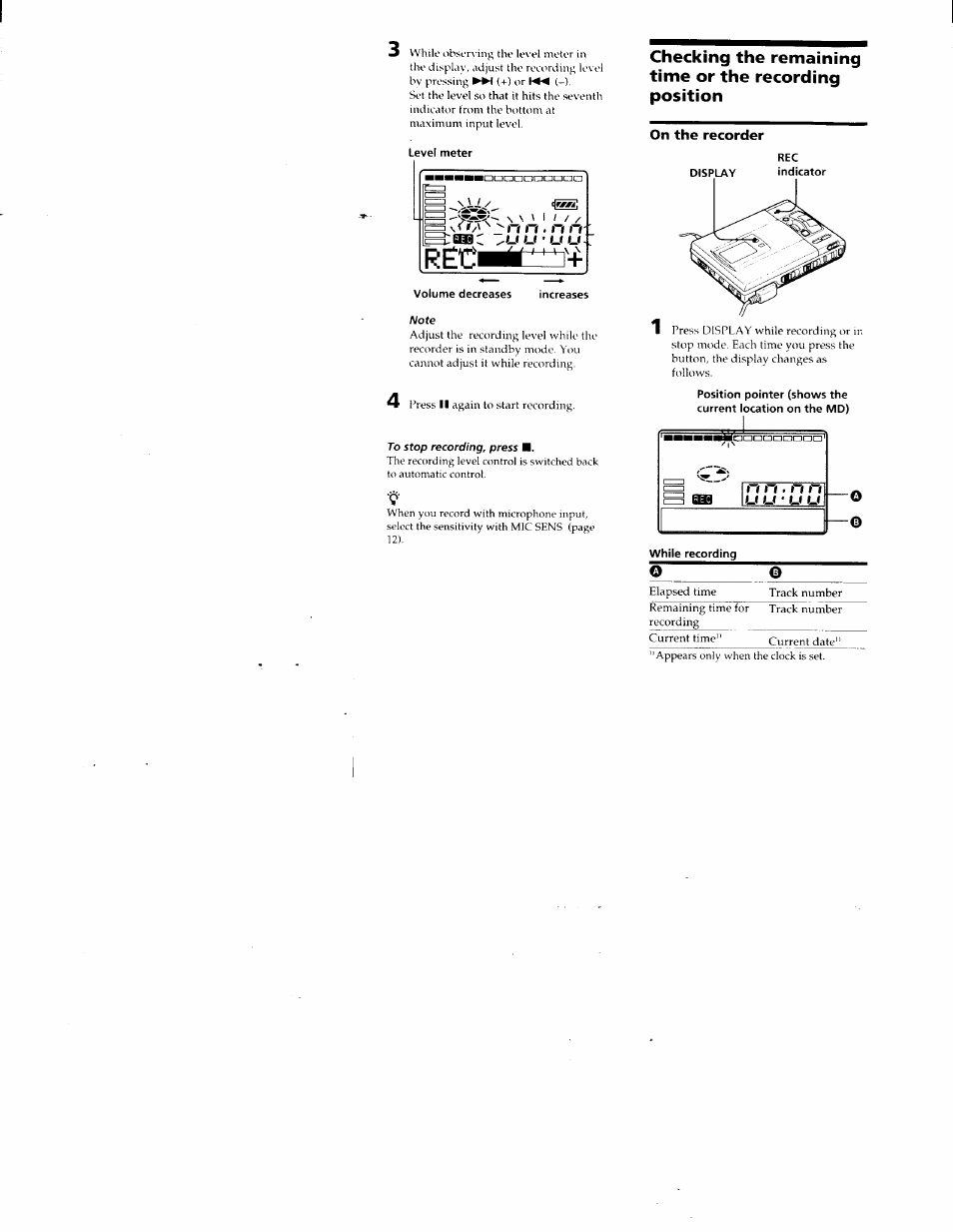 On the recorder, Reci, U u • u u | Sony MZ-R50 User Manual | Page 14 / 195