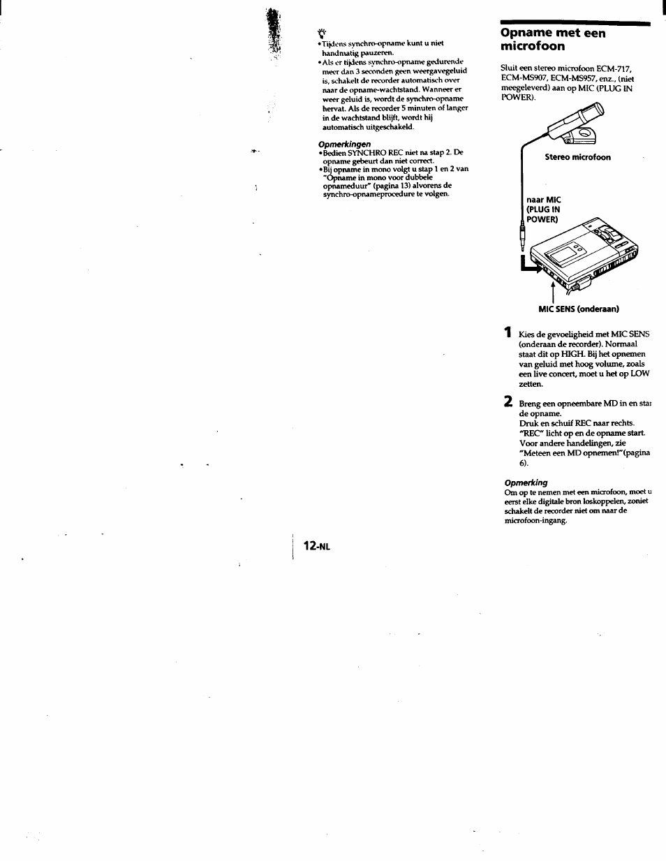 Opname met een microfoon | Sony MZ-R50 User Manual | Page 161 / 195