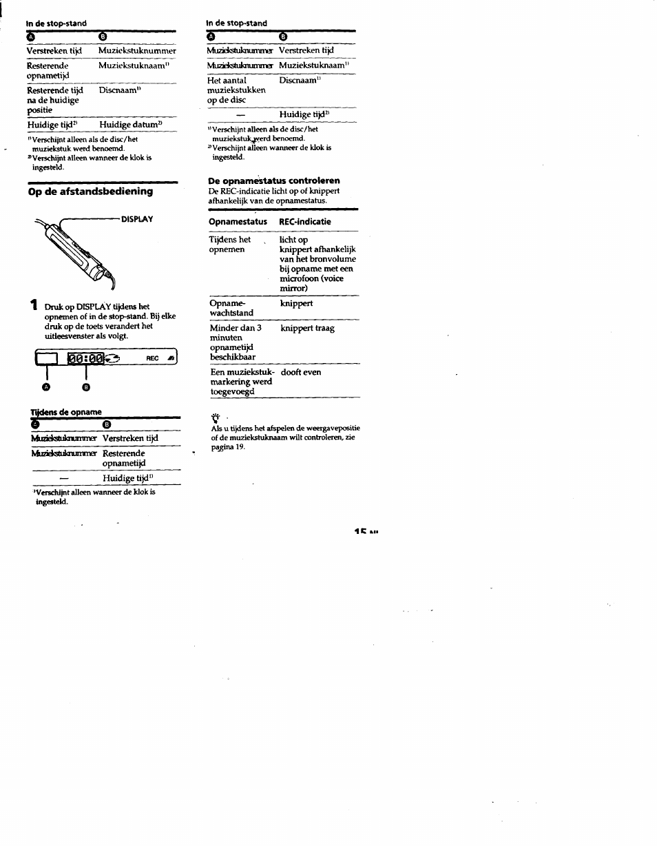 Op de afstandsbedíening, Op de afstandsbediening | Sony MZ-R50 User Manual | Page 166 / 195