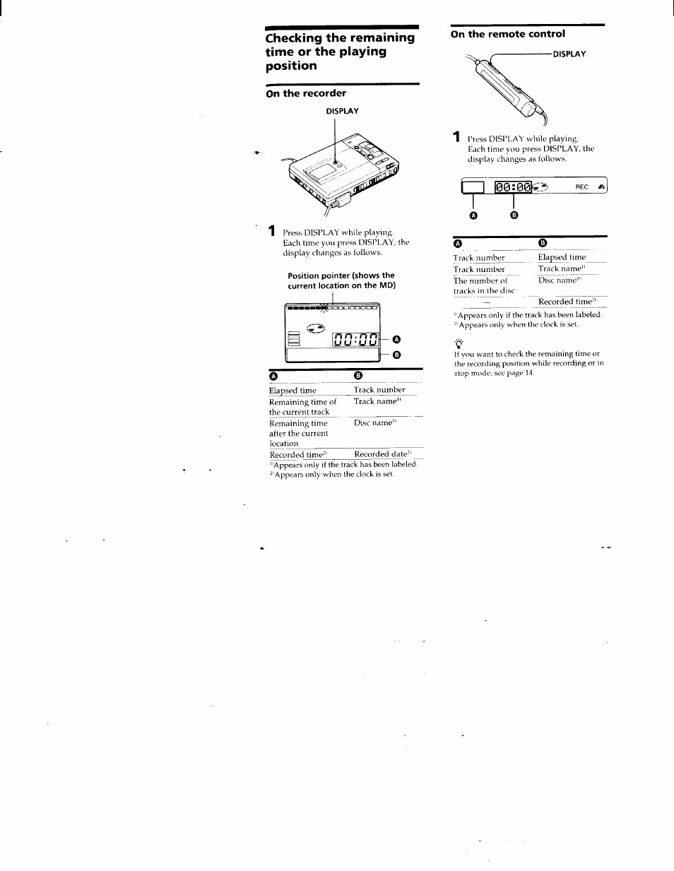 On the recorder, On the remote control, On the recorder on the remote control | Sony MZ-R50 User Manual | Page 19 / 195