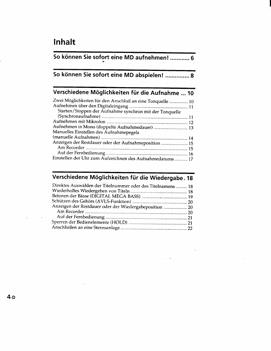 Inhalt | Sony MZ-R50 User Manual | Page 81 / 195