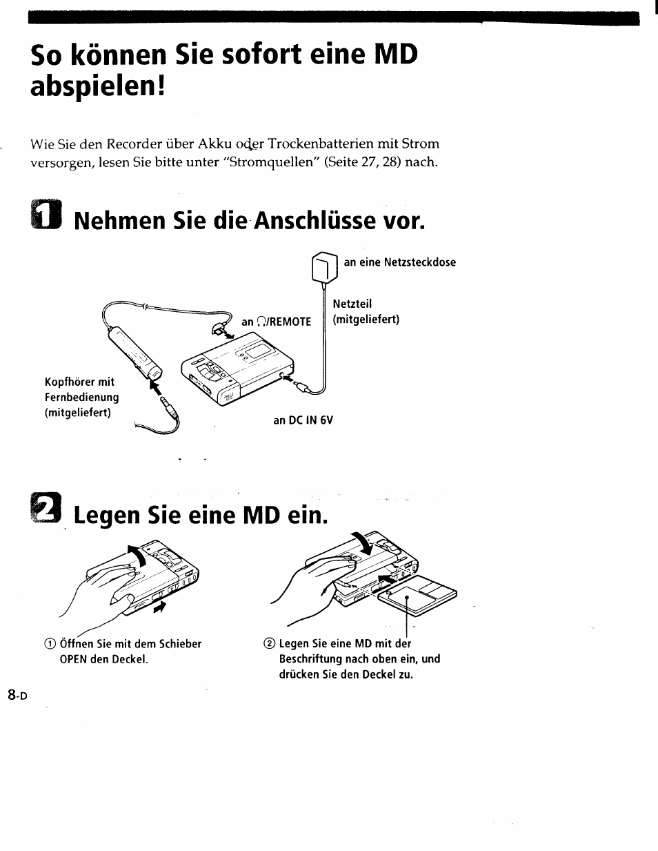 So können sie sofort eine md abspielen | Sony MZ-R50 User Manual | Page 85 / 195