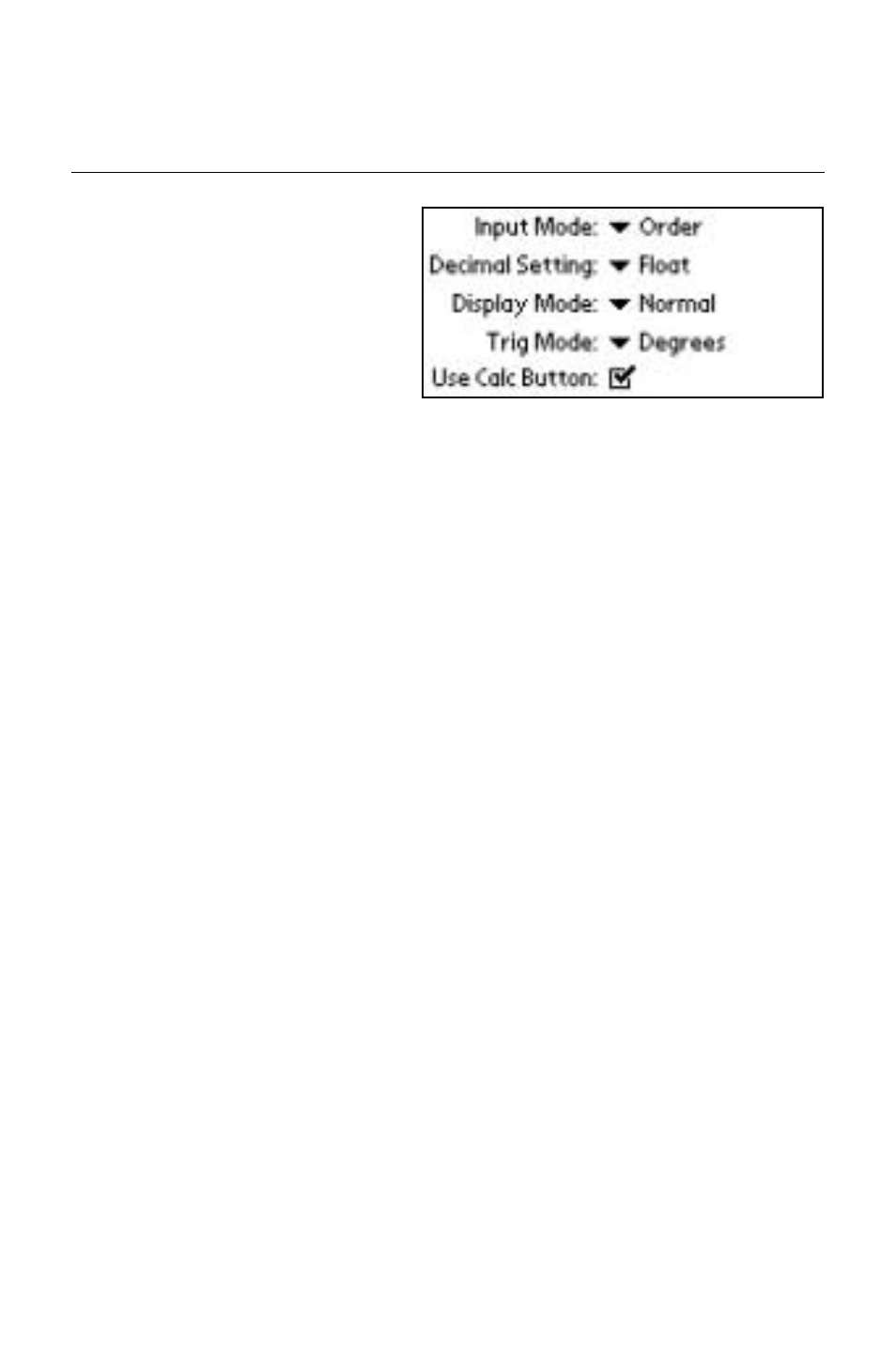 Calculator settings, Input mode, Decimal setting | Sony PEG-TG50 User Manual | Page 17 / 40