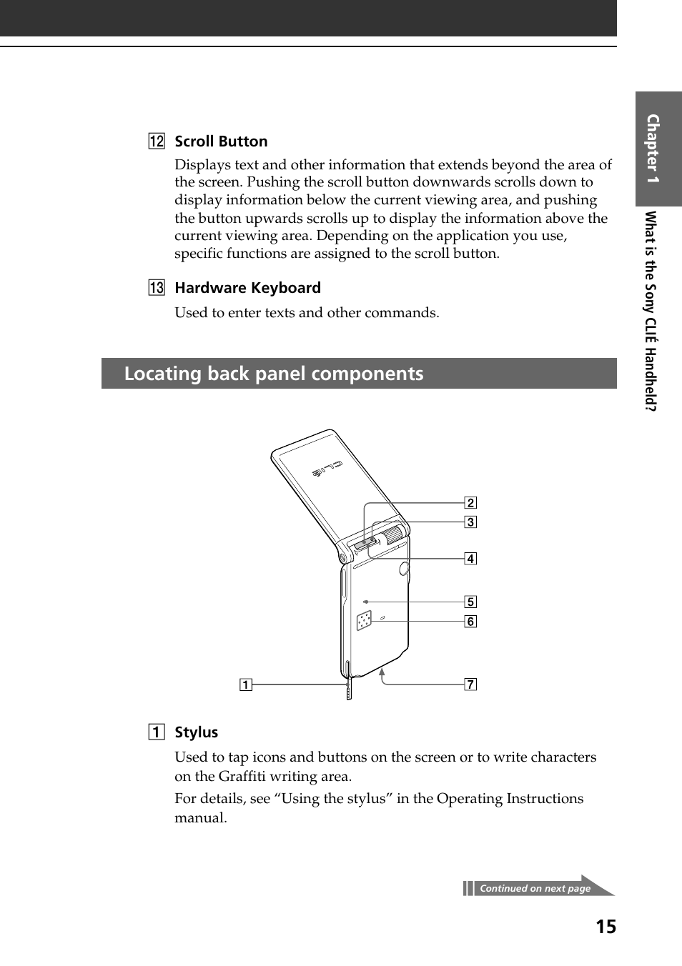 Locating back panel components | Sony PEG-NR70V User Manual | Page 15 / 68