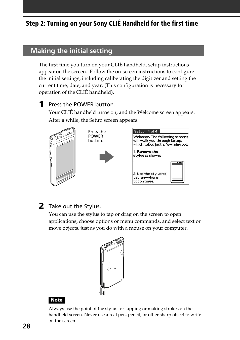 Making the initial setting | Sony PEG-NR70V User Manual | Page 28 / 68