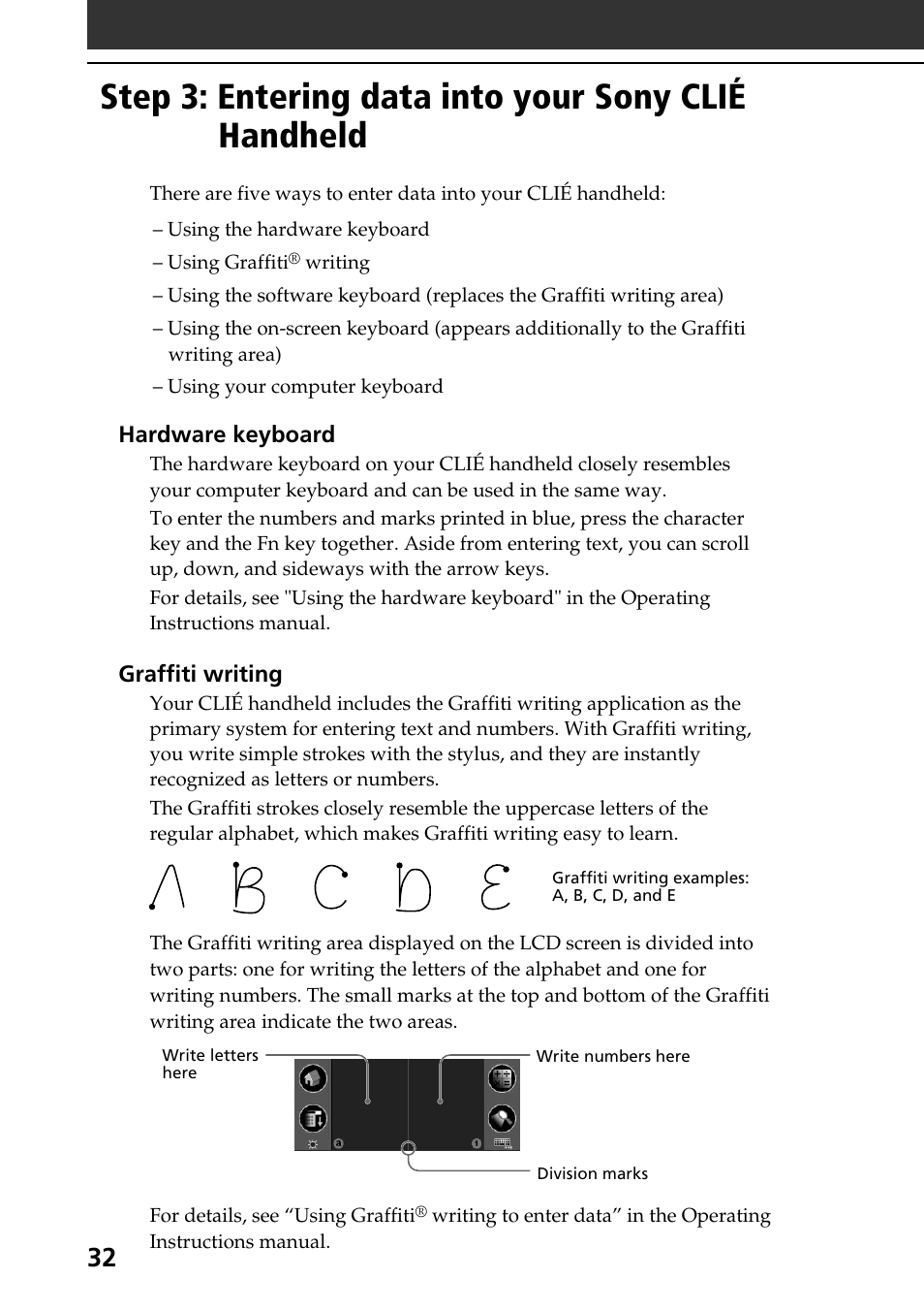 Step 3: entering data into your sony clié handheld, Step 3: entering data into your, Sony clié handheld | Sony PEG-NR70V User Manual | Page 32 / 68