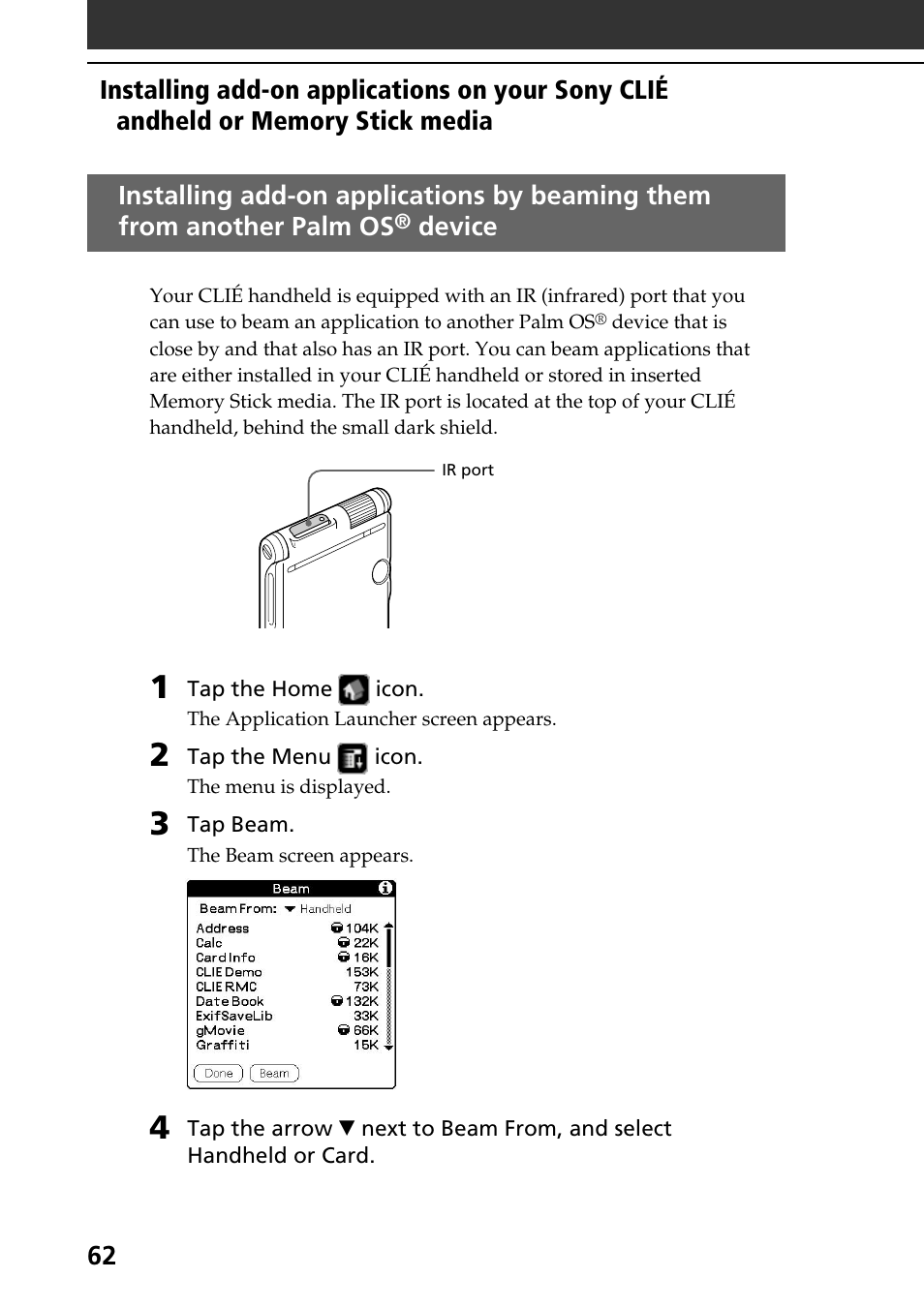 Device | Sony PEG-NR70V User Manual | Page 62 / 68