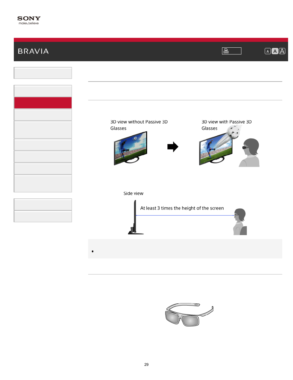 Watch in 3d, Watching in 3d | Sony KDL-47W802A User Manual | Page 29 / 199