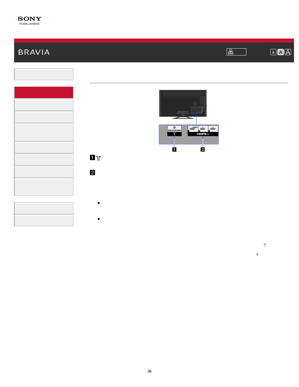 Bottom | Sony KDL-47W802A User Manual | Page 36 / 199