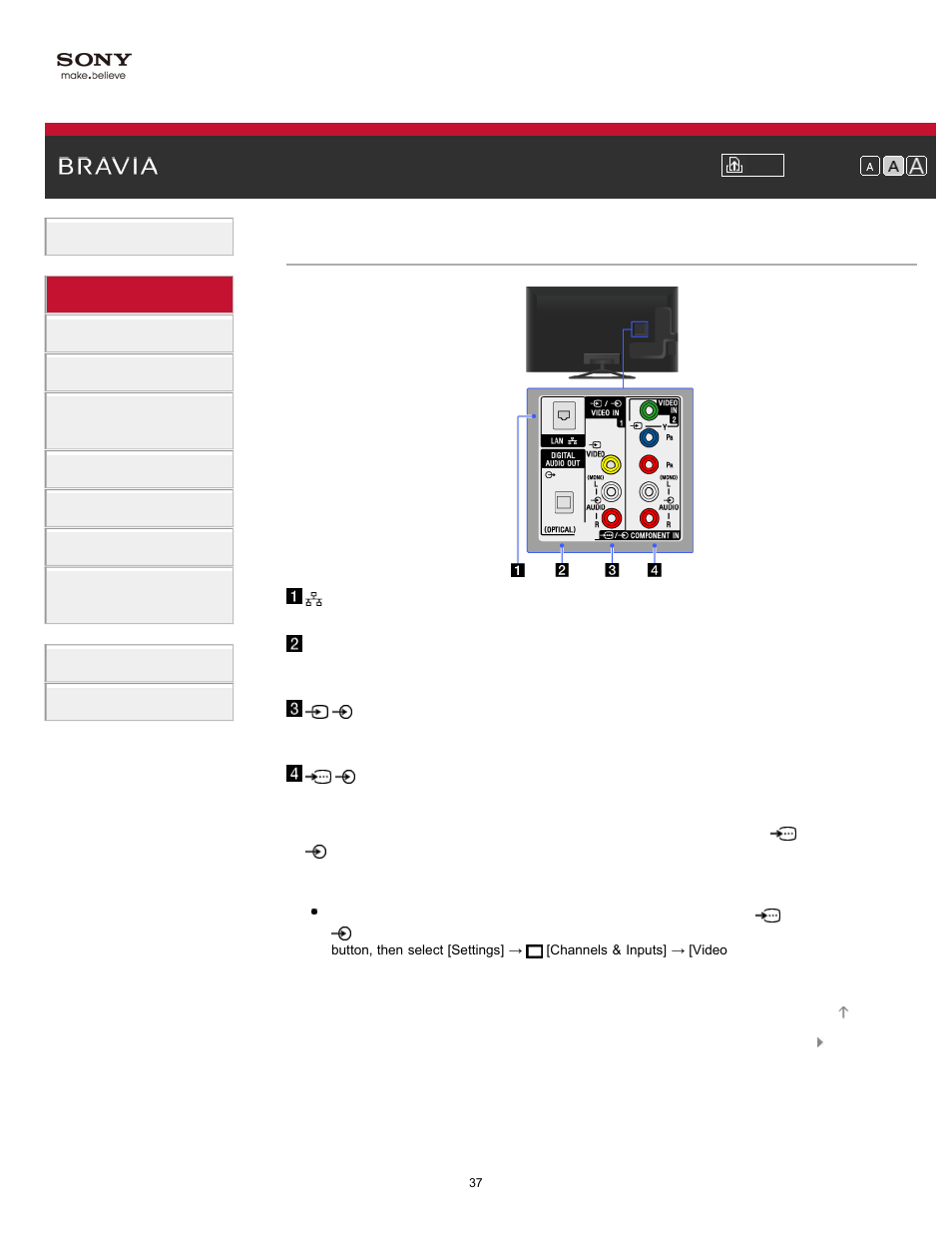 Rear | Sony KDL-47W802A User Manual | Page 37 / 199