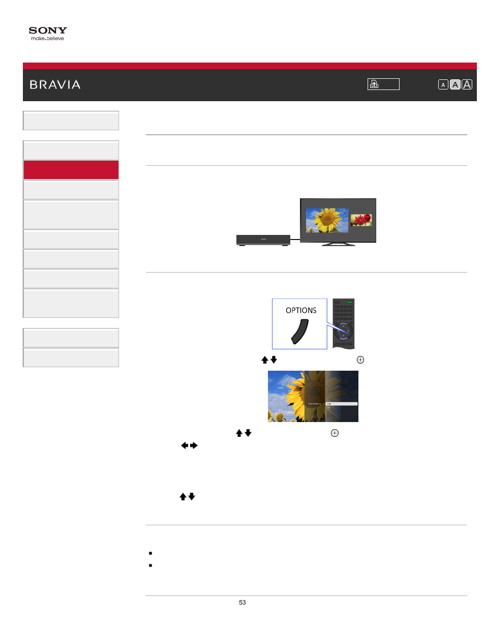 Displaying left-and-right pictures (p&p) | Sony KDL-47W802A User Manual | Page 53 / 199