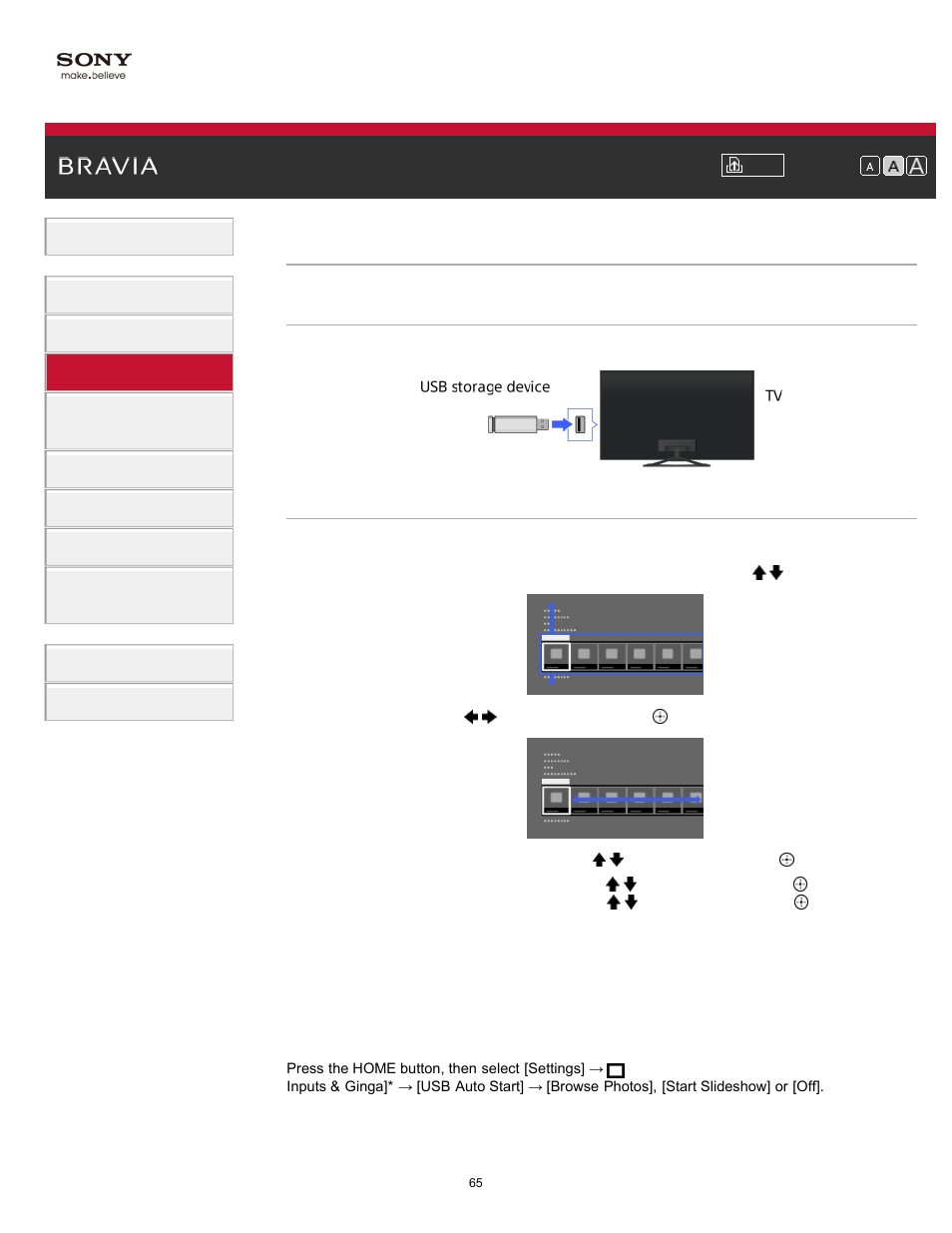 Usb device | Sony KDL-47W802A User Manual | Page 65 / 199