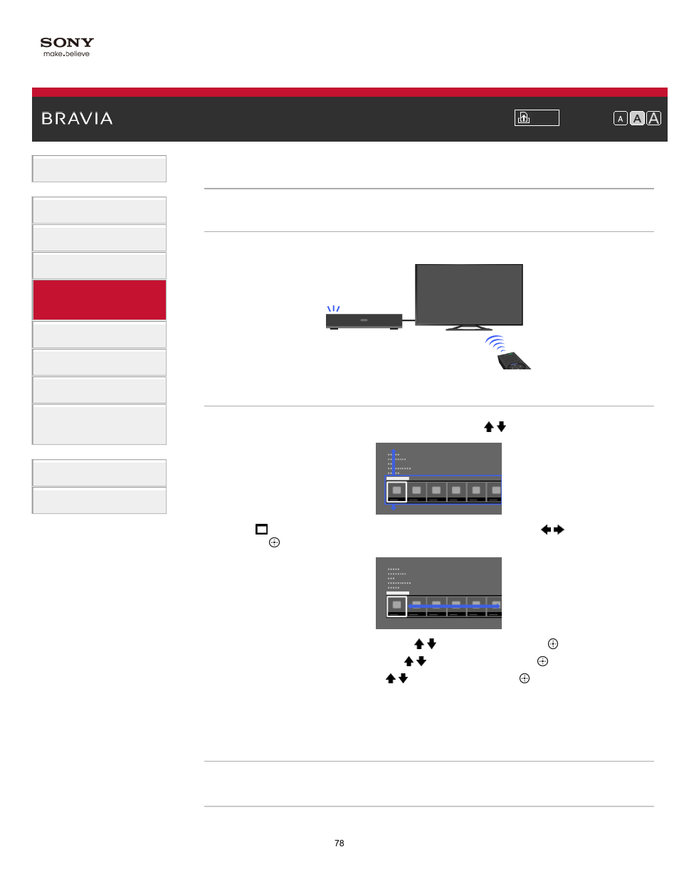 Setting buttons to control the hdmi/mhl device | Sony KDL-47W802A User Manual | Page 78 / 199