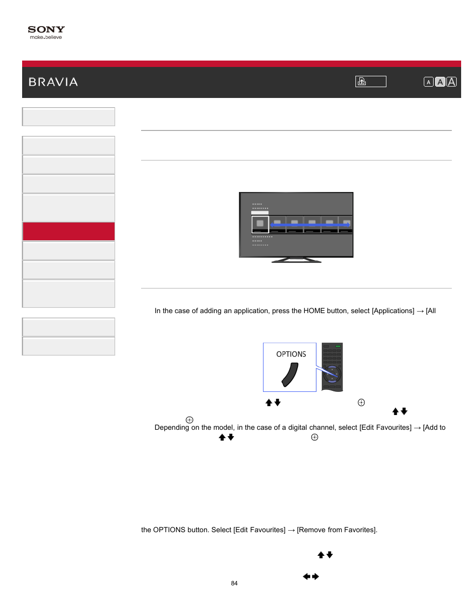 Adding to favorites | Sony KDL-47W802A User Manual | Page 84 / 199