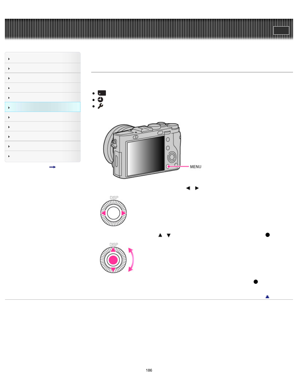 Changing camera settings, Cyber-shot user guide | Sony DSC-RX1 User Manual | Page 186 / 267