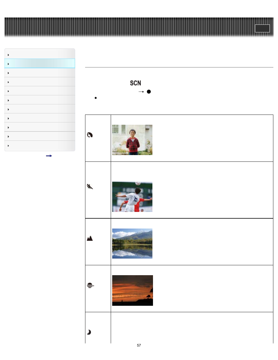 Scene selection, Cyber-shot user guide | Sony DSC-RX1 User Manual | Page 57 / 267