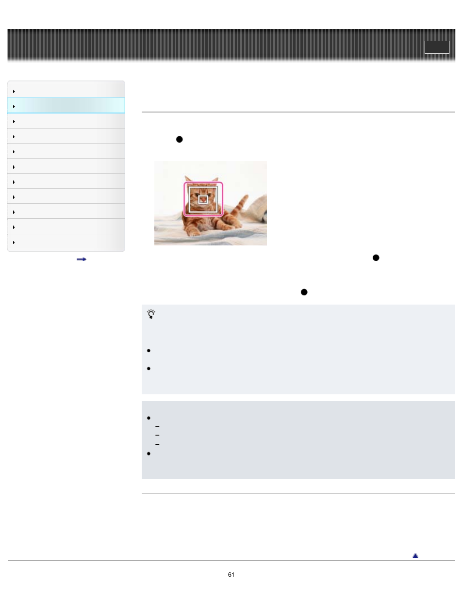Tracking focus, Cyber-shot user guide | Sony DSC-RX1 User Manual | Page 61 / 267