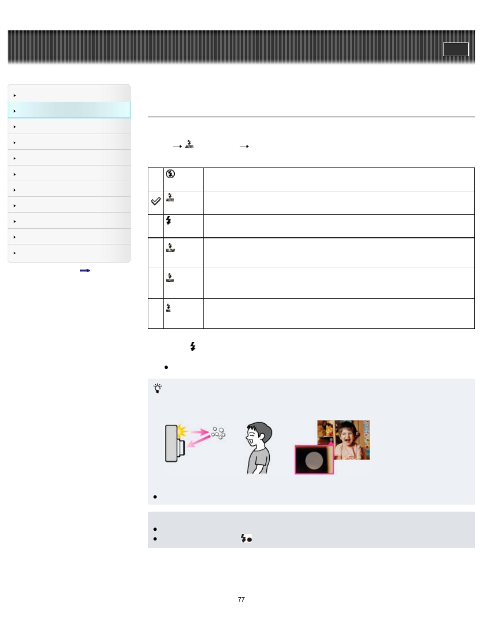 Flash mode, Cyber-shot user guide | Sony DSC-RX1 User Manual | Page 77 / 267