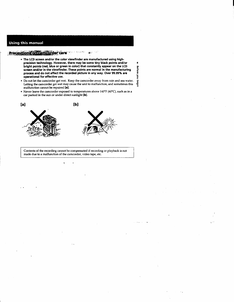 Iercare | Sony DCR-PC1 User Manual | Page 5 / 102